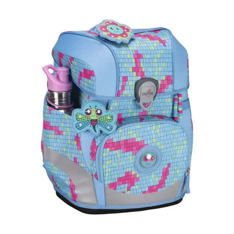 DERDIEDAS Schulrucksack ErgoFlex TINY Set - 6 tlg Happy Pixel seitlich