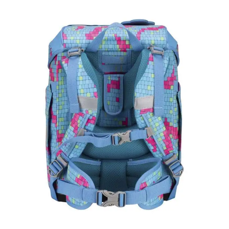 DERDIEDAS Schulrucksack ErgoFlex TINY Set - 6 tlg Happy Pixel Rückansicht Tragegurte