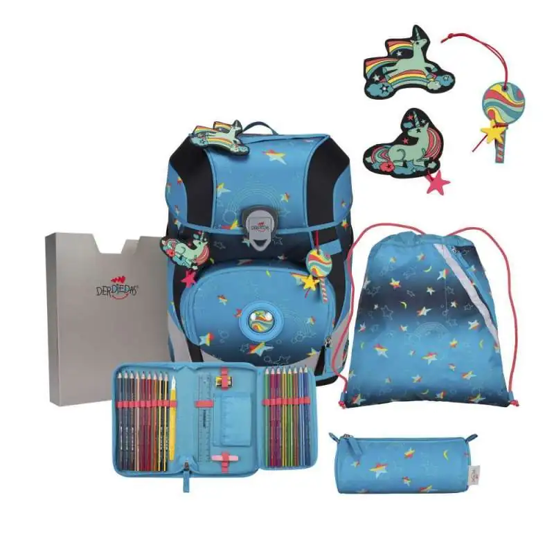 DERDIEDAS Schulrucksack ErgoFlex TINY Set - 6 tlg LED Rainbow Star