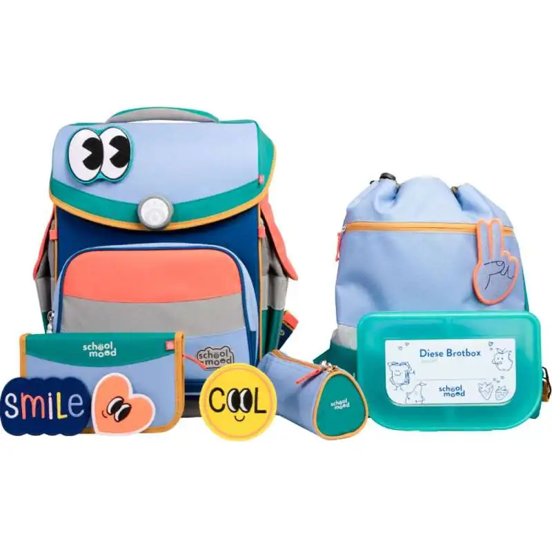 SCHOOL MOOD Schulranzen TIMELESS Pro Set 6 tlg - Pro Happy Sapphire Happy Colours Collection