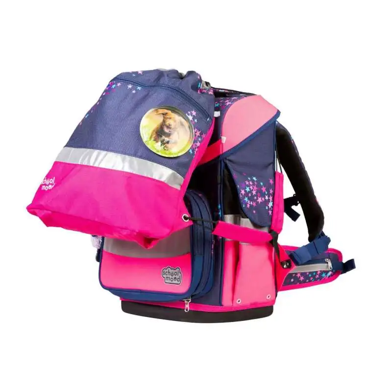 SCHOOL MOOD Schulranzen TIMELESS Pro Set 6 tlg - Pro Leni Hund Schulranzen mit Schultasche
