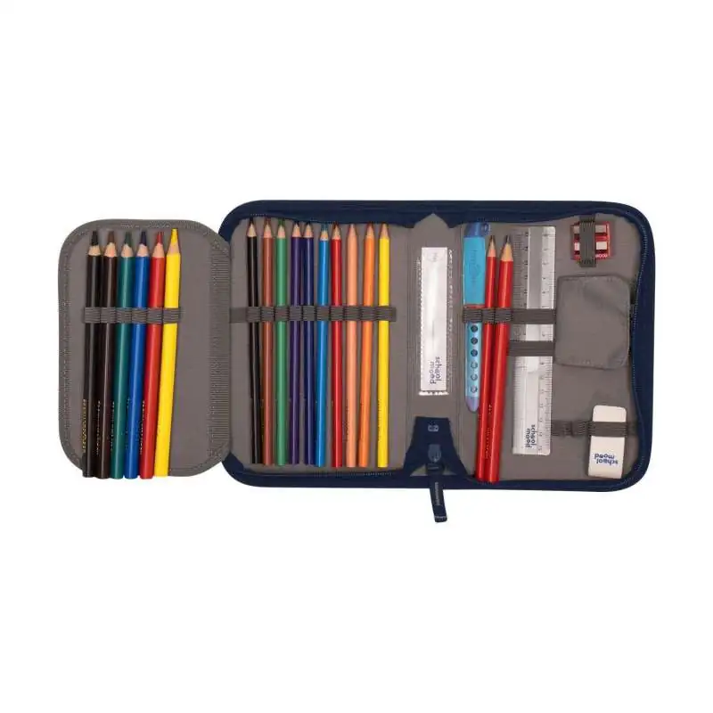 SCHOOL MOOD Schulranzen TIMELESS Pro Set 6 tlg - Pro Leni Hund Schüleretui offen