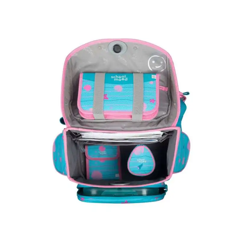 SCHOOL MOOD Schulranzen TIMELESS Pro Set 6 tlg - Pro Lilly Meerjungfrau offen