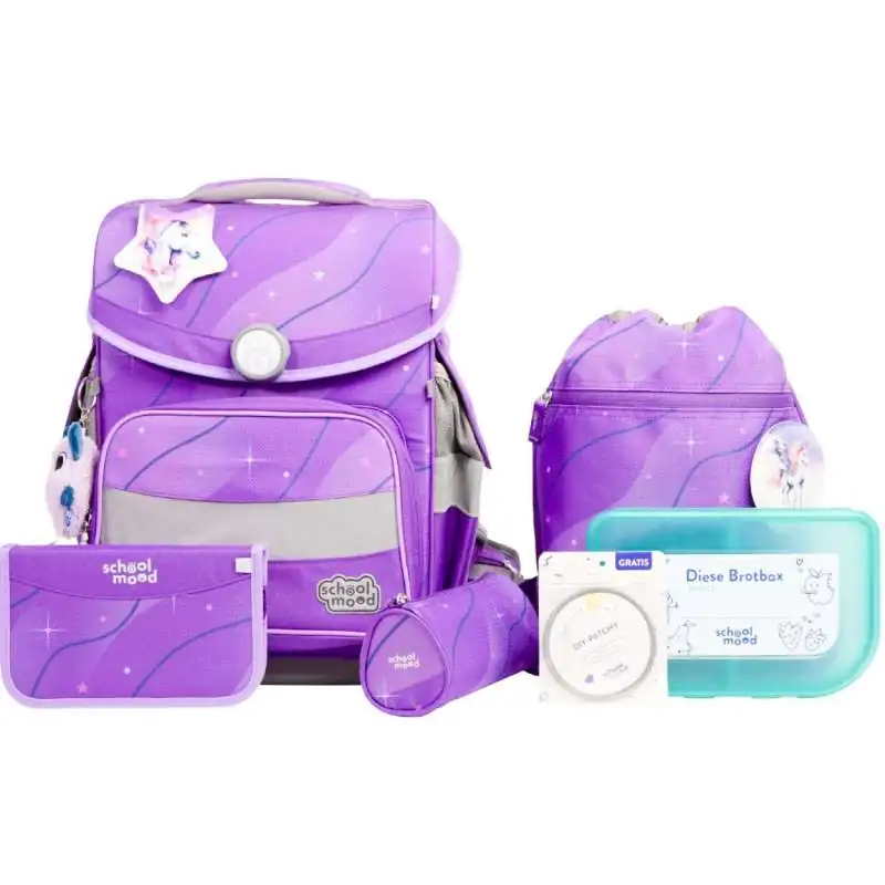 SCHOOL MOOD Schulranzen TIMELESS Pro Set 6 tlg - Pro Lilly Meerjungfrau Marie Pegasus