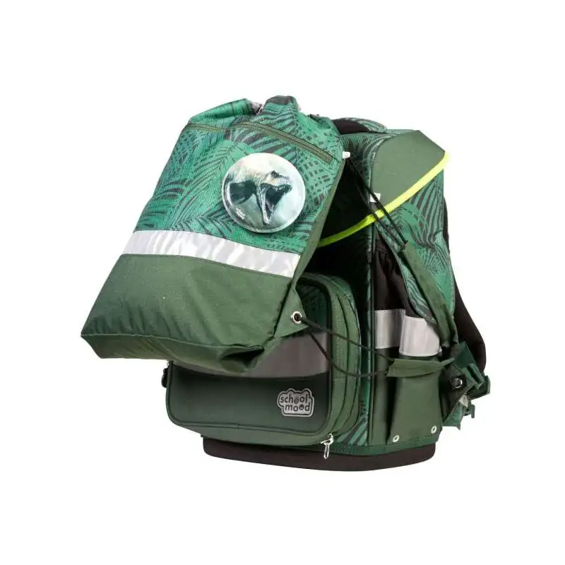 SCHOOL MOOD Schulranzen TIMELESS Pro Set 6 tlg - Pro Daniel Dinosaurier Schulranzen mit Sporttasche