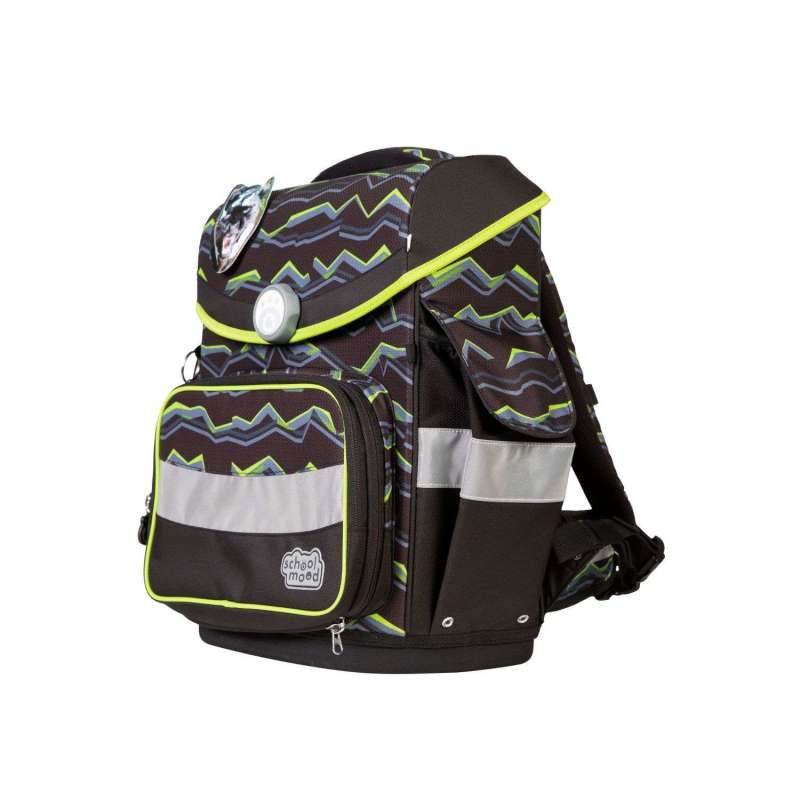 SCHOOL MOOD Schulranzen TIMELESS Pro Set 6 tlg - Pro Finn Raubkatze seitliche Front
