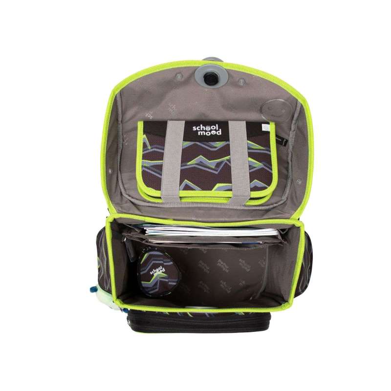 SCHOOL MOOD Schulranzen TIMELESS Pro Set 6 tlg - Pro Finn Raubkatze offen