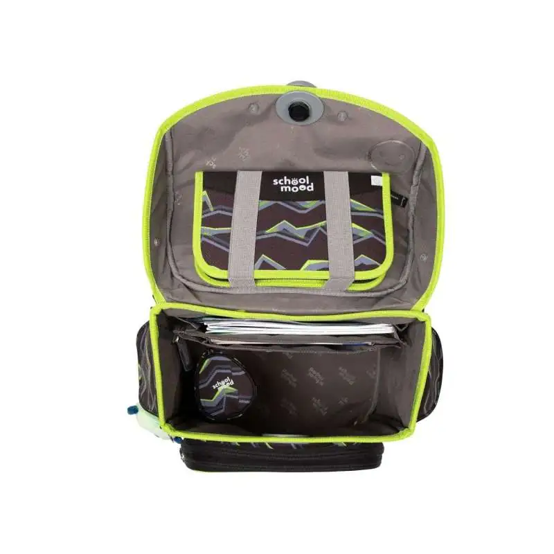 SCHOOL MOOD Schulranzen TIMELESS Pro Set 6 tlg - Pro Finn Raubkatze offen
