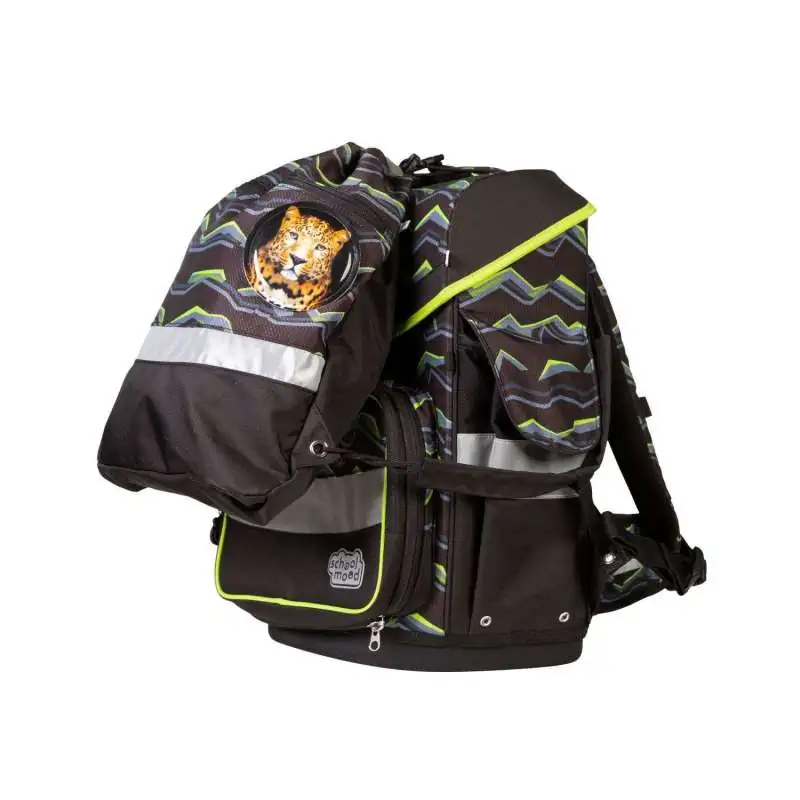 SCHOOL MOOD Schulranzen TIMELESS Pro Set 6 tlg - Pro Finn Raubkatze Schulranzen mit Sporttasche