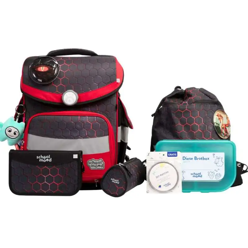 SCHOOL MOOD Schulranzen TIMELESS Pro Set 6 tlg - Pro Mika Drache