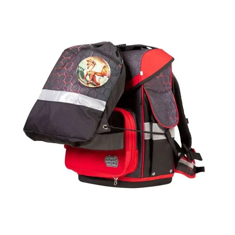 SCHOOL MOOD Schulranzen TIMELESS Pro Set 6 tlg - Pro Mika Drache Schulranzen mit Sporttasche