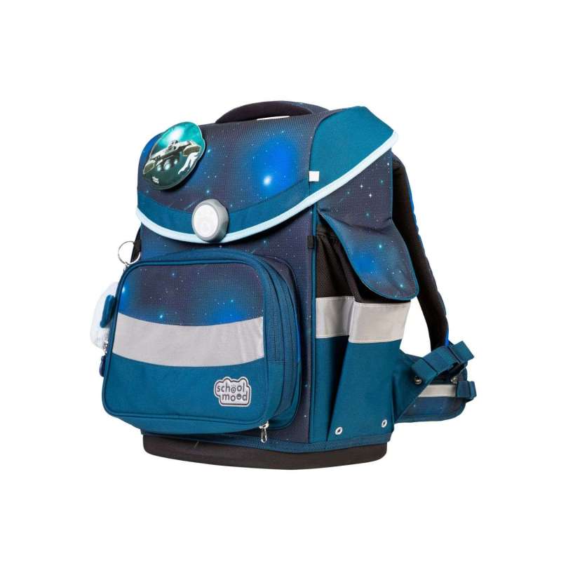 SCHOOL MOOD Schulranzen TIMELESS Pro Set 6 tlg - Pro Moritz Weltall seitliche Front