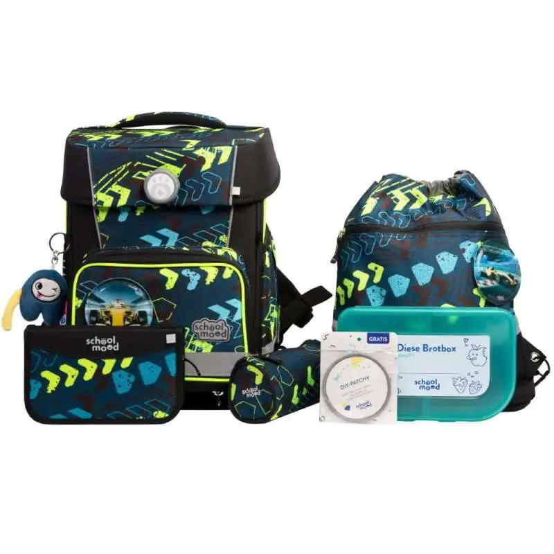 SCHOOL MOOD Schulranzen Champion Ranzen Pro Set 6 tlg - Pro Elias Rennwagen
