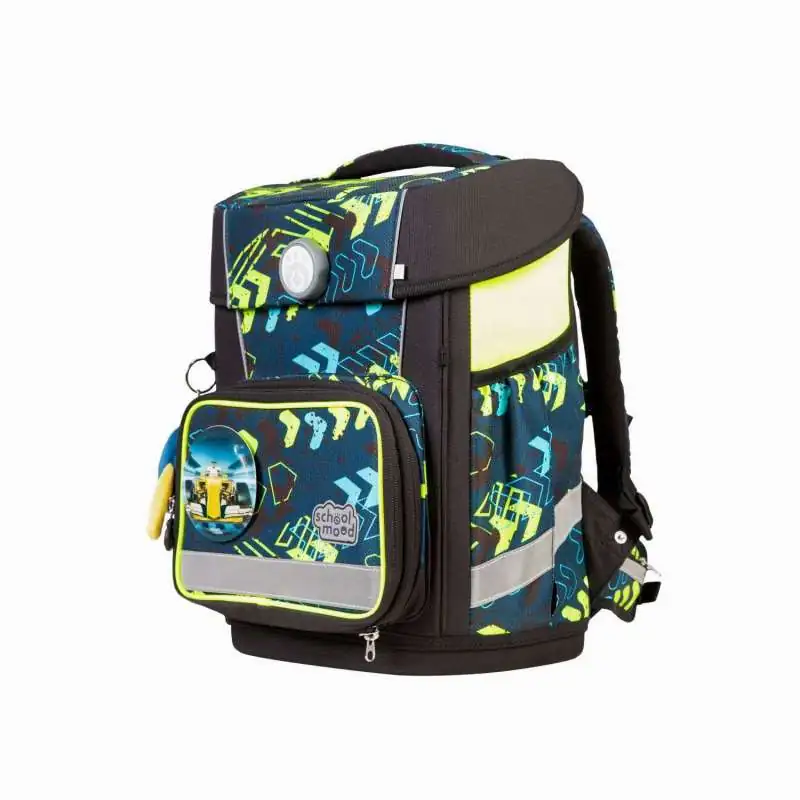 SCHOOL MOOD Schulranzen Champion Ranzen Pro Set 6 tlg - Pro Elias Rennwagen seitliche Front