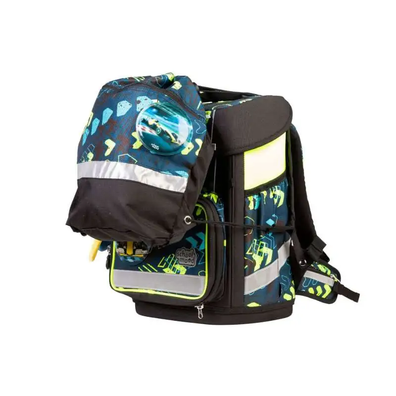 SCHOOL MOOD Schulranzen Champion Ranzen Pro Set 6 tlg - Pro Elias Rennwagen Schulranzen mit Sporttasche