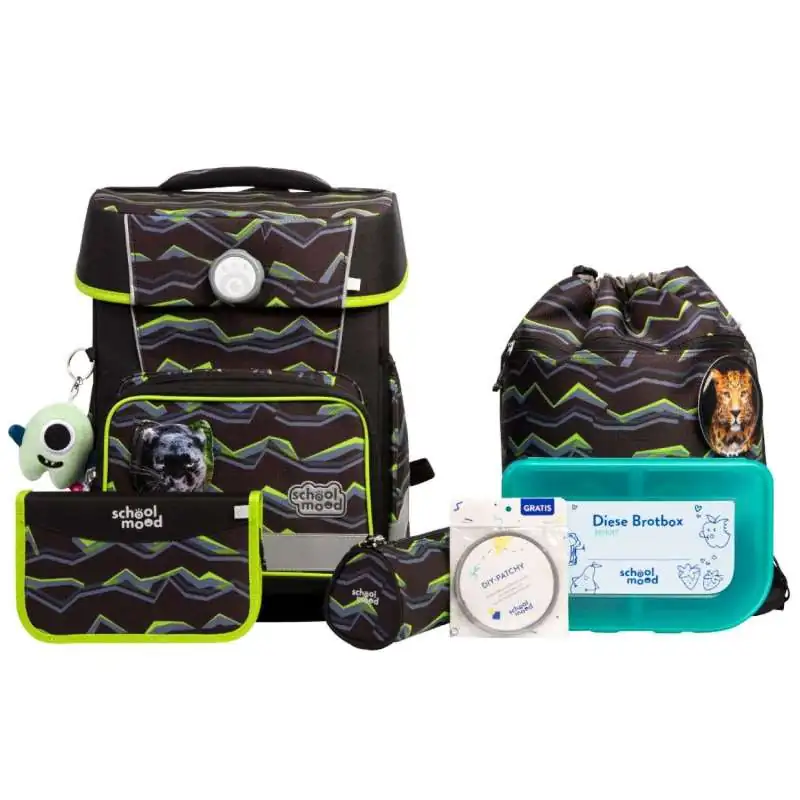 SCHOOL MOOD Schulranzen Champion Ranzen Pro Set 6 tlg - Pro Finn Raubkatze