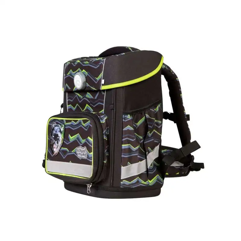 SCHOOL MOOD Schulranzen Champion Ranzen Pro Set 6 tlg - Pro Finn Raubkatze seitliche Front
