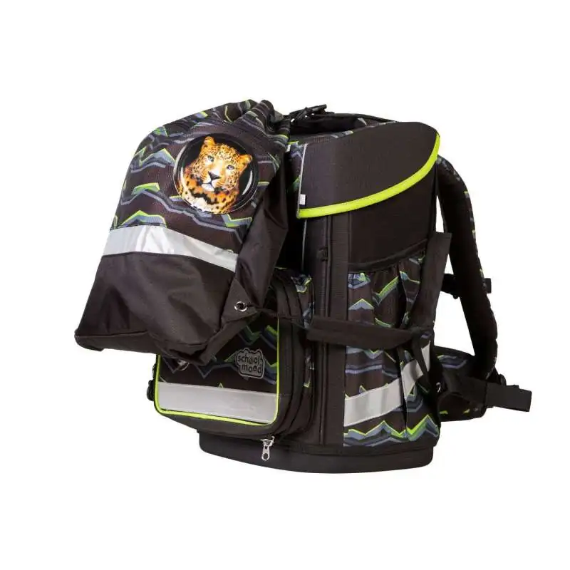 SCHOOL MOOD Schulranzen Champion Ranzen Pro Set 6 tlg - Pro Finn Raubkatze Schulranzen mit Sporttasche