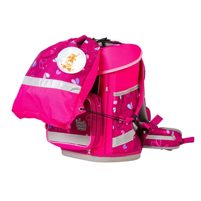 SCHOOL MOOD Schulranzen CHAMPION Pro Set 6 tlg - Pro Klara Häschen Schulranzen mit Sporttasche