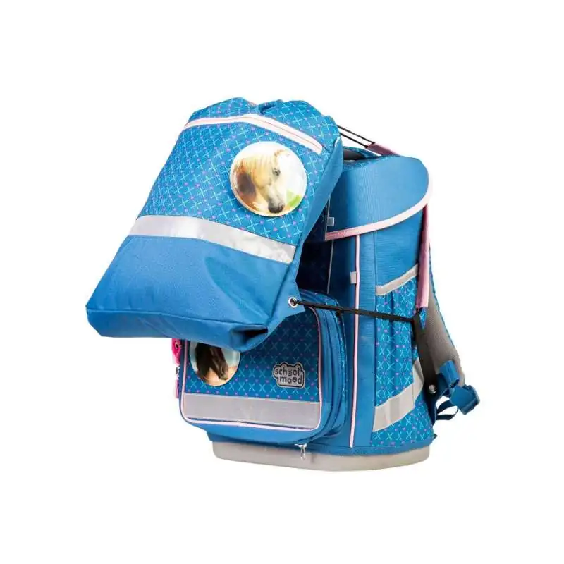 SCHOOL MOOD Schulranzen CHAMPION Pro Set 6 tlg - Pro Mila Pferd Schulranzen mit Sporttasche