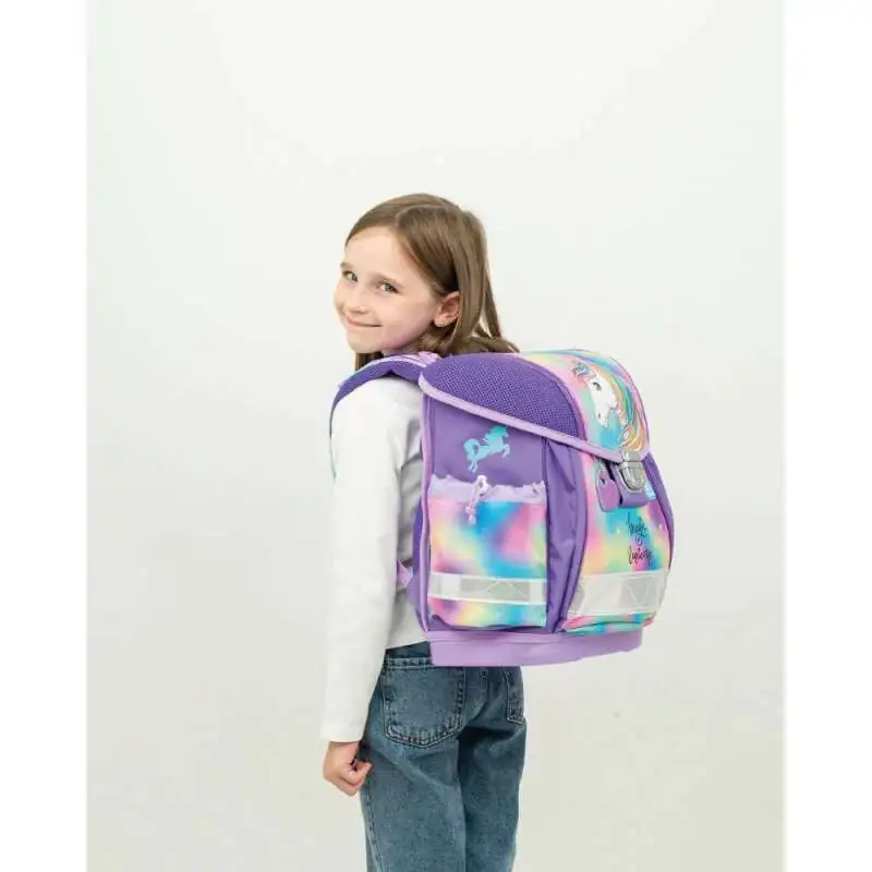 BELMIL Schulranzen CLASSY Set 4 tlg - Rainbow Color Kind mit Schulranzen