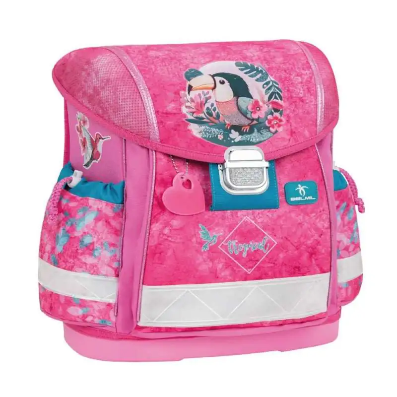 BELMIL Schulranzen CLASSY Set 4 tlg - Tropical Toucan seitlich