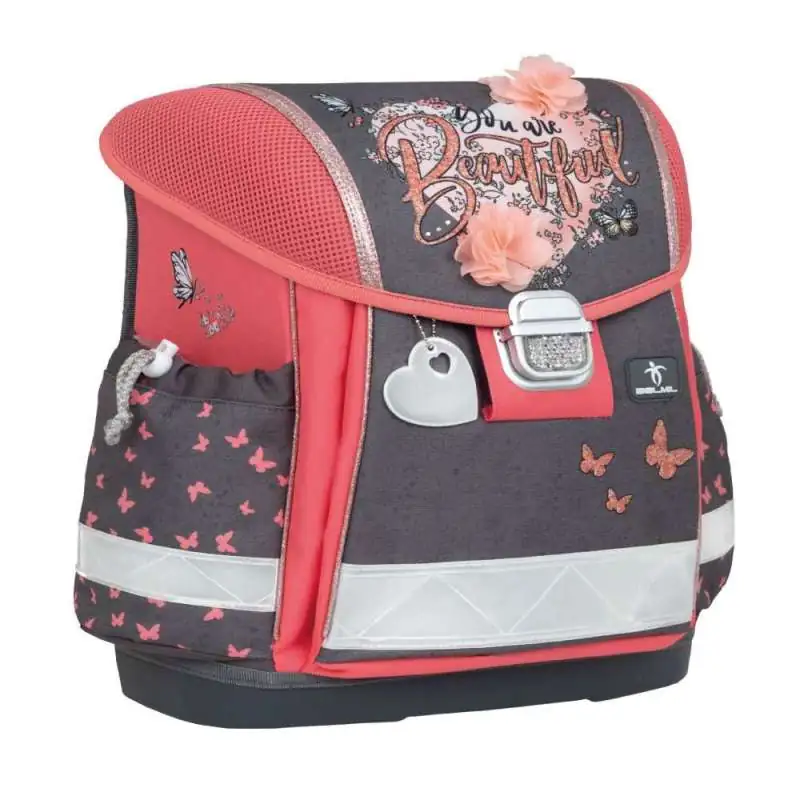 BELMIL Schulranzen CLASSY Set 4 tlg - Bloomy Blossoms seitliche Front