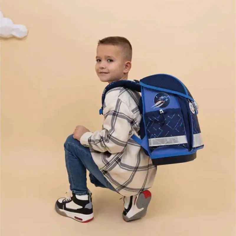 Belmil Schulranzen CLASSY 4 tlg - Navy Blue Tech Kind mit Schulranzen