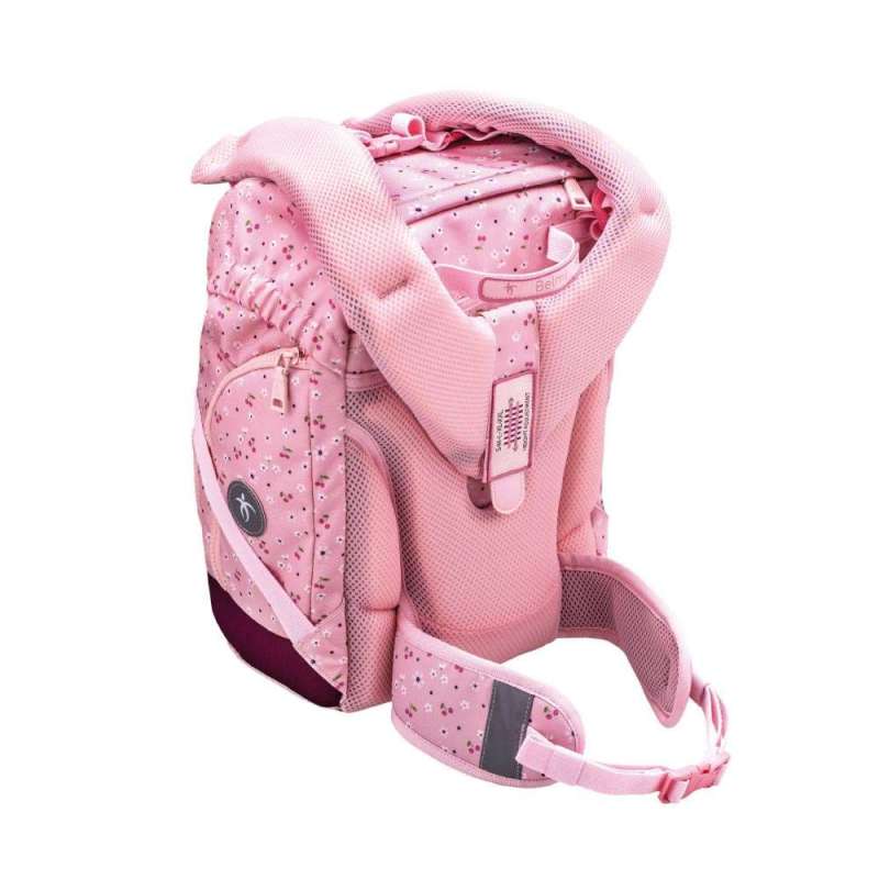 BELMIL Schulranzen COMFY PLUS Set 5 tlg - Cherry Blossom Rückansicht mit Tragegurt umgeklappt