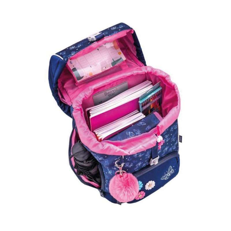 BELMIL Schulranzen COMFY PLUS Set 5 tlg - Sapphire offen gefüllt
