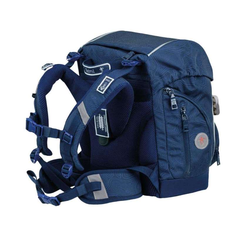 BELMIL Schulranzen CLASSY PLUS Set 5 tlg - Topographic  seitliche Rückansicht