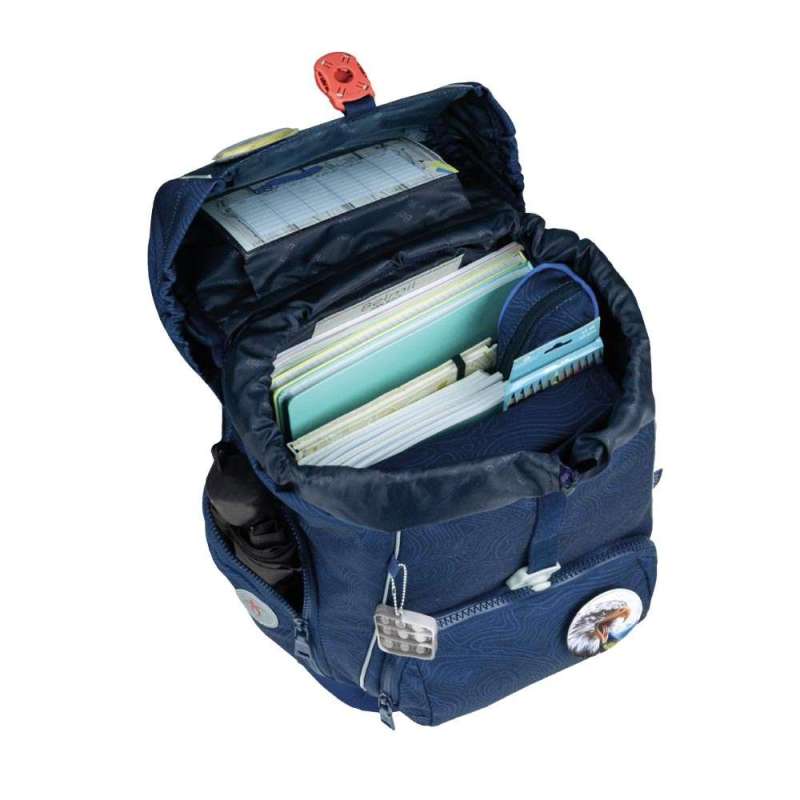 BELMIL Schulranzen CLASSY PLUS Set 5 tlg - Topographic  offen gefüllt