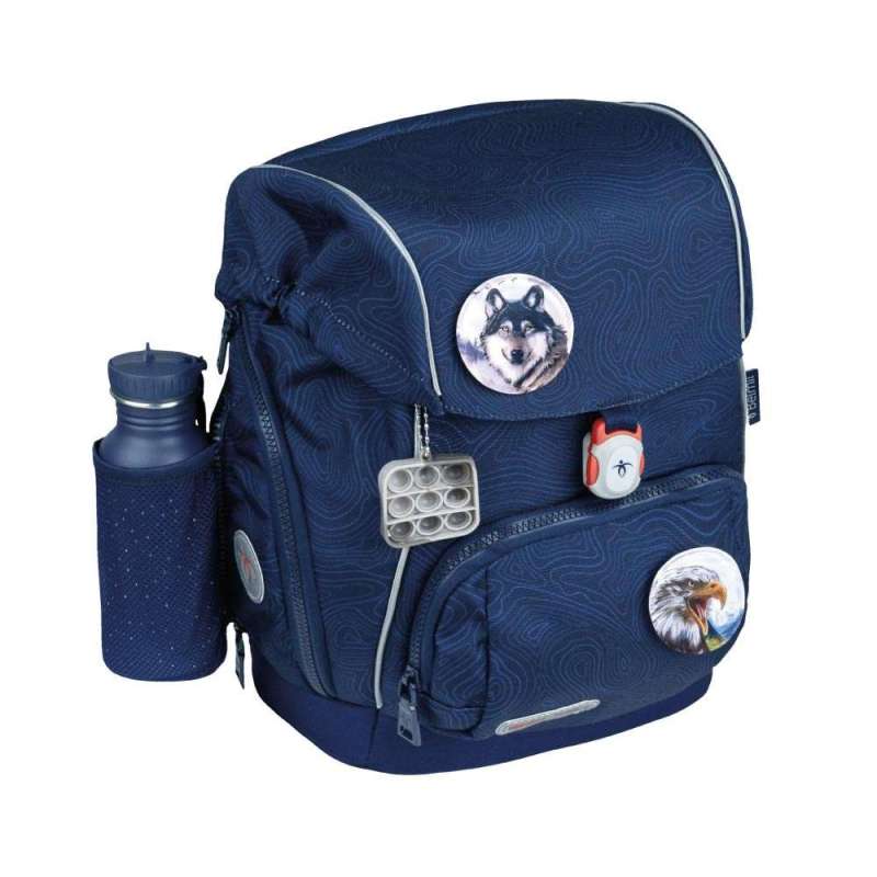 BELMIL Schulranzen CLASSY PLUS Set 5 tlg - Topographic  mit Trinkfalsche