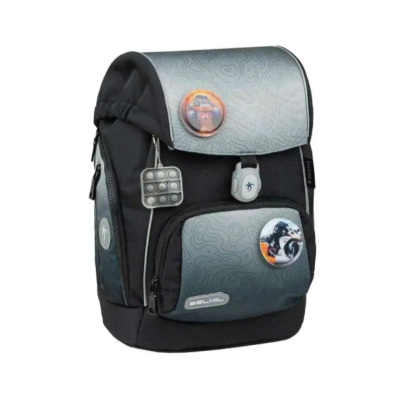 BELMIL Schulranzen COMFY PLUS Set 5 tlg - Black Grey Front