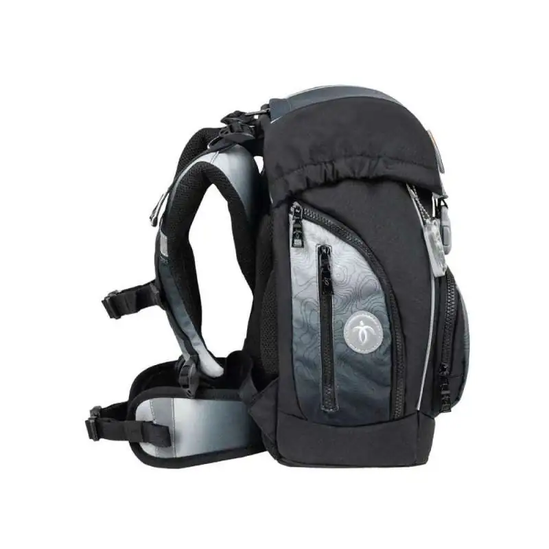 BELMIL Schulranzen COMFY PLUS Set 5 tlg - Black Grey seitlich