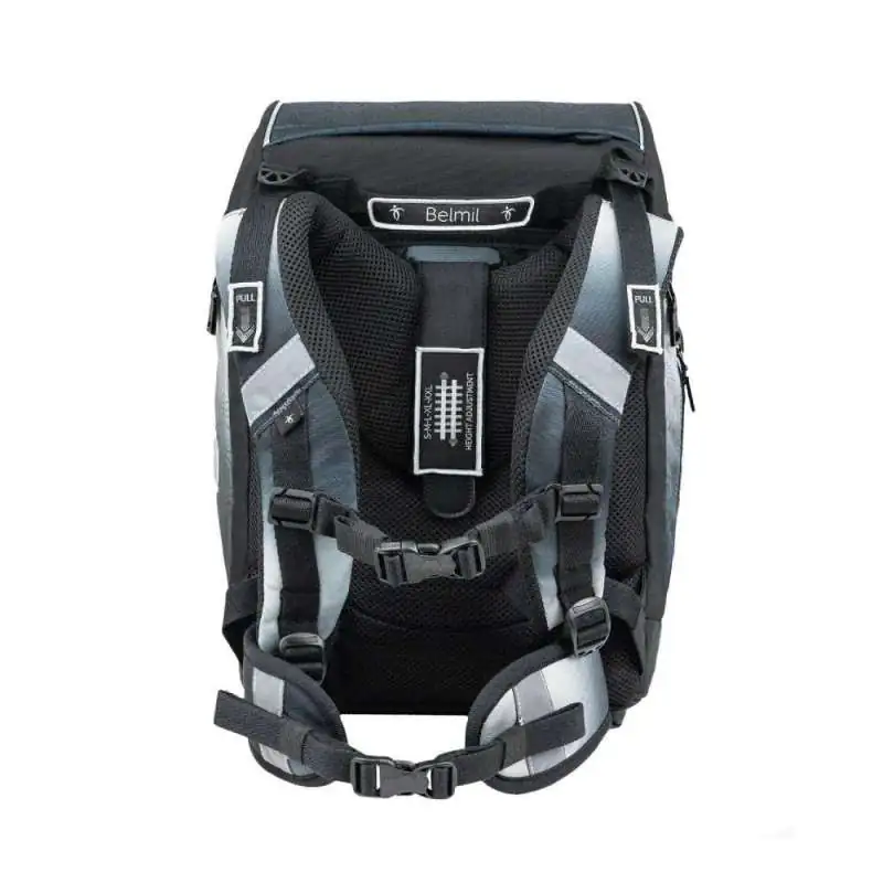 BELMIL Schulranzen COMFY PLUS Set 5 tlg - Black Grey Rückansicht
