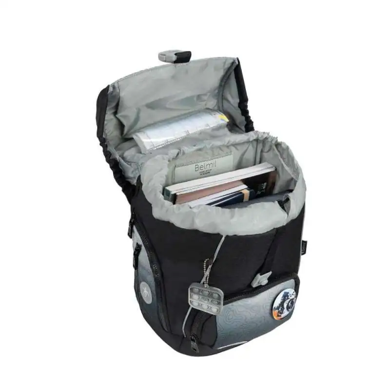 BELMIL Schulranzen COMFY PLUS Set 5 tlg - Black Grey oben
