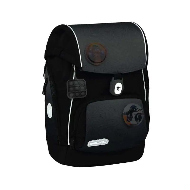 BELMIL Schulranzen COMFY PLUS Set 5 tlg - Black Grey reflektierend