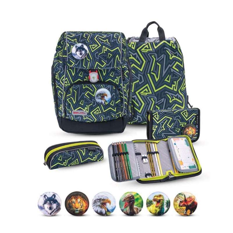BELMIL Schulranzen COMFY PLUS Set 5 tlg - Iguana