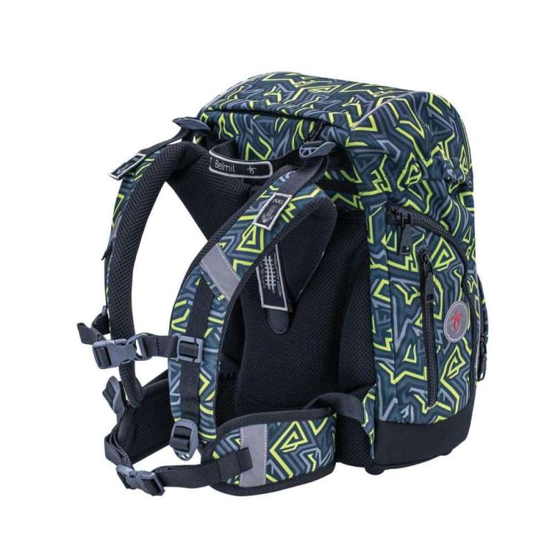 BELMIL Schulranzen COMFY PLUS Set 5 tlg - Iguana seitliche Rückansicht