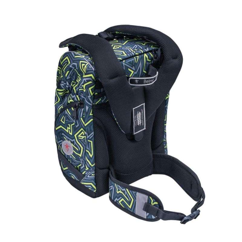 BELMIL Schulranzen COMFY PLUS Set 5 tlg - Iguana Rückansicht mit Tragegurten oben