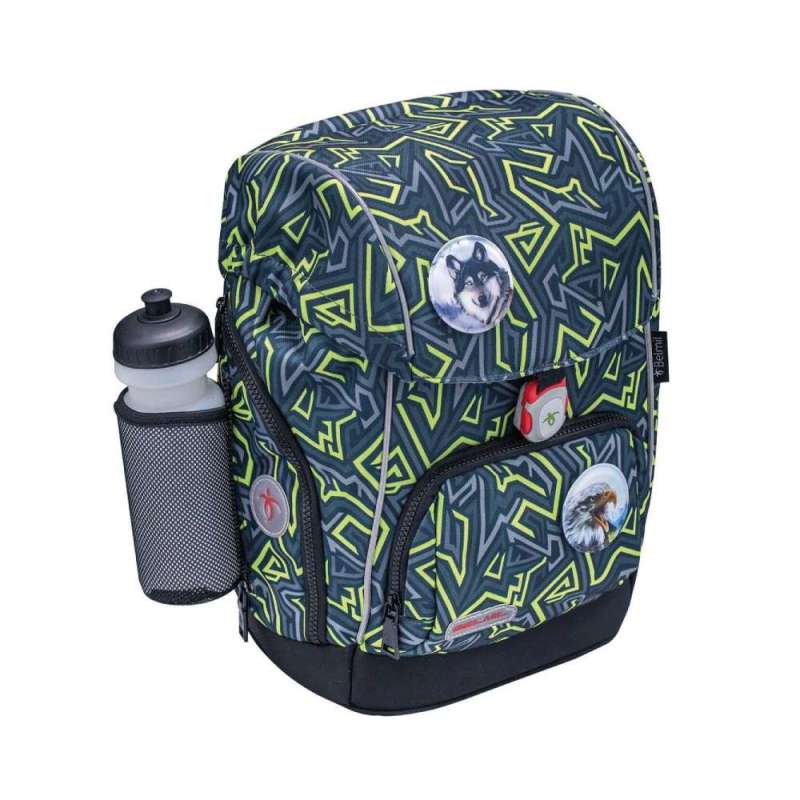 BELMIL Schulranzen COMFY PLUS Set 5 tlg - Iguana mit Trinkflasche