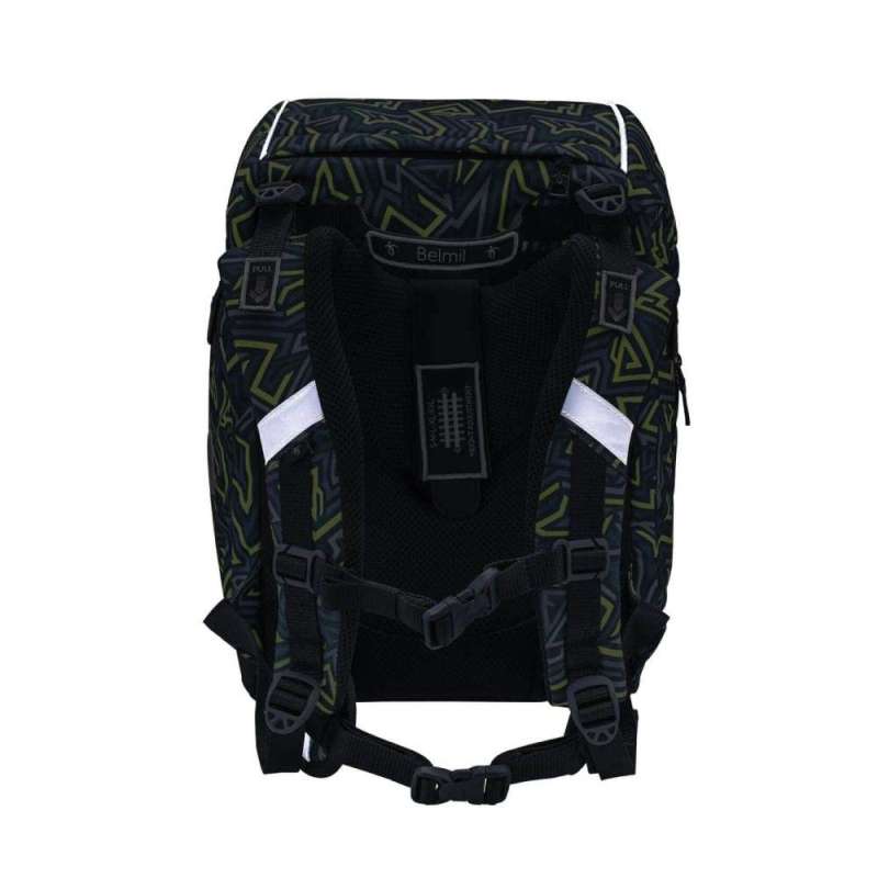 BELMIL Schulranzen COMFY PLUS Set 5 tlg - Iguana reflektierende Rückansicht