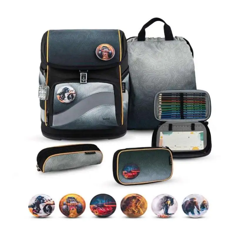 BELMIL Schulranzen SMARTY PLUS Set 5tlg -Black Grey