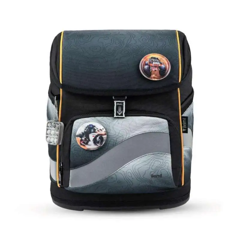 BELMIL Schulranzen SMARTY PLUS Set 5tlg -Black Grey Front