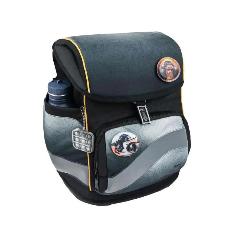BELMIL Schulranzen SMARTY PLUS Set 5tlg -Black Grey mit Trinkflasche