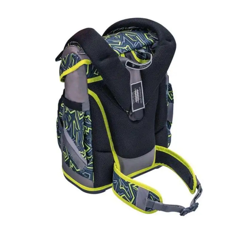 BELMIL Schulranzen SMARTY PLUS Set 5tlg -Iguana Rückansicht mit Tragegurte oben