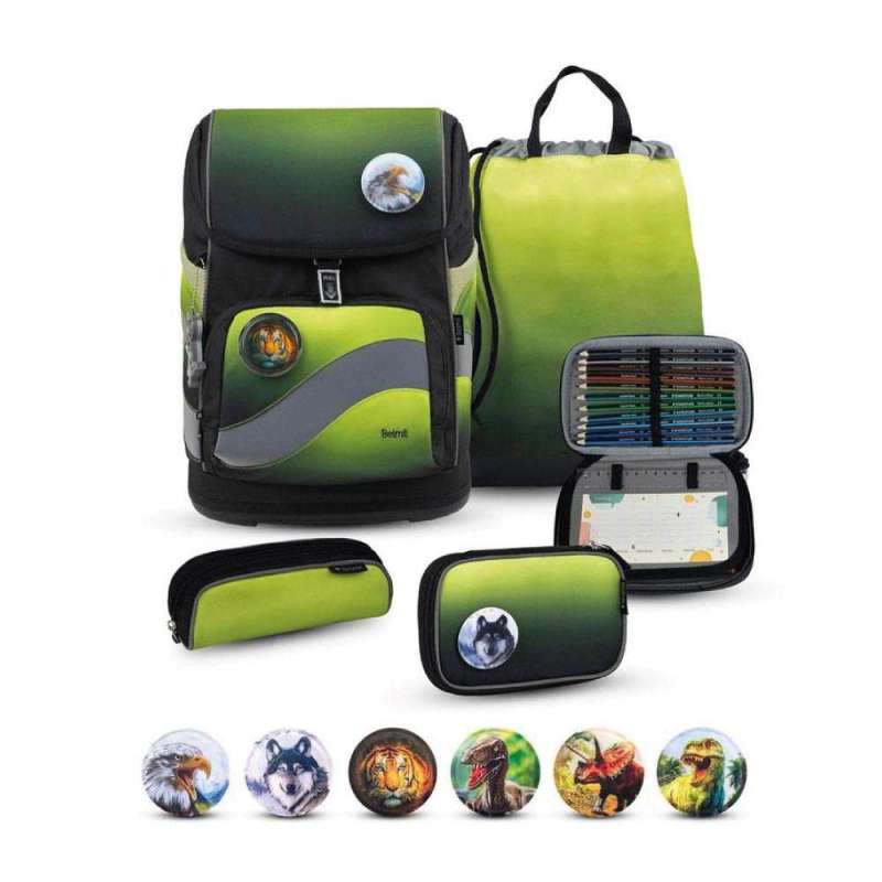 BELMIL Schulranzen SMARTY PLUS Set 5tlg - Black Green