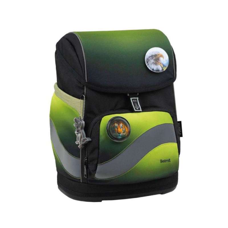 BELMIL Schulranzen SMARTY PLUS Set 5tlg - Black Green seitliche Front