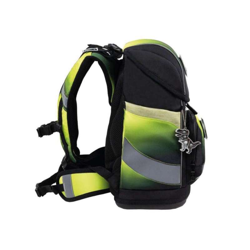 BELMIL Schulranzen SMARTY PLUS Set 5tlg - Black Green seitlich